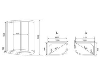 Душевая кабина Timo Eco TE-0702PR 120x80см